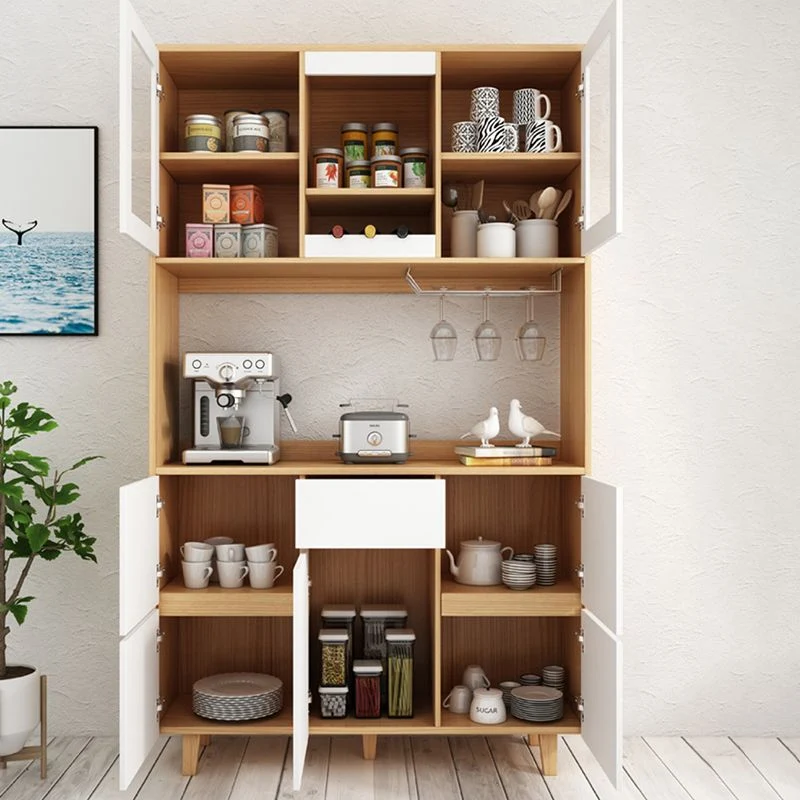 Credenza da pranzo moderna finto legno naturale standard con ante Clearhalo
