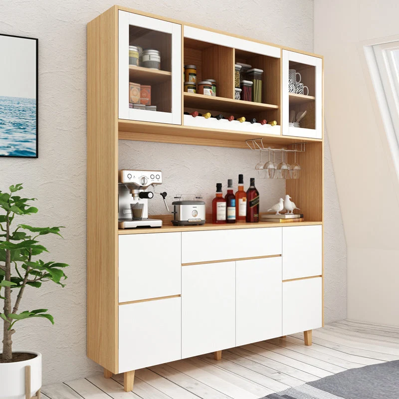 Credenza da pranzo moderna finto legno naturale standard con ante Clearhalo