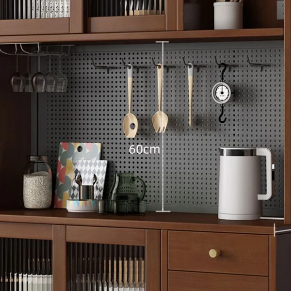 Credenza da pranzo moderna legno di gomma con porte vetro e buffet con cassetti Clearhalo