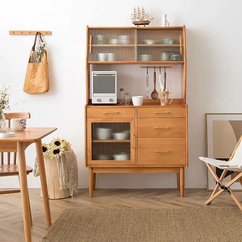 Credenza da pranzo porcellana contemporanea con ante legno e vetro e cassetti Clearhalo