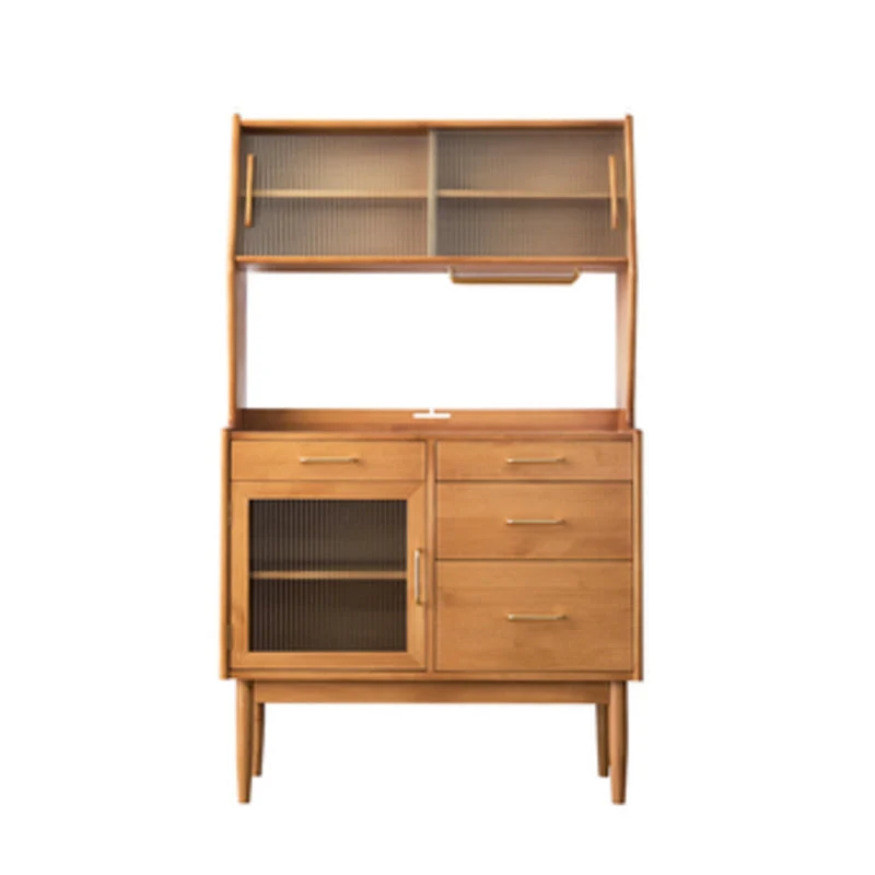 Credenza da pranzo porcellana contemporanea con ante legno e vetro e cassetti Clearhalo
