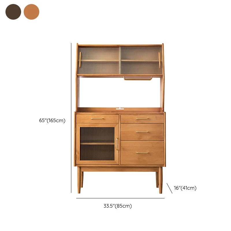 Credenza da pranzo porcellana contemporanea con ante legno e vetro e cassetti Clearhalo