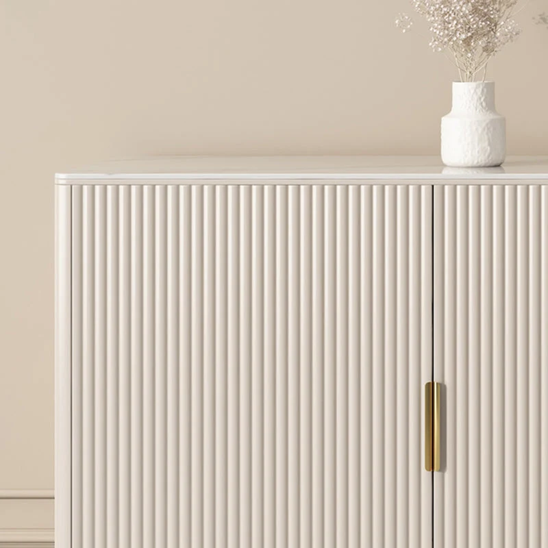 Credenza da soggiorno bianca, tavolo da buffet stile glam con cassetti e contenitori Clearhalo