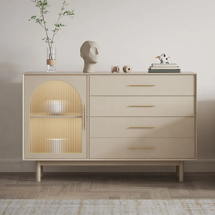 Credenza da soggiorno con base legno massello bianca, credenza Clearhalo