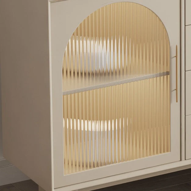Credenza da soggiorno con base legno massello bianca, credenza Clearhalo