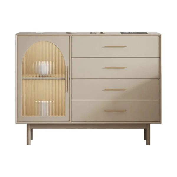 Credenza da soggiorno con base legno massello bianca, credenza Clearhalo