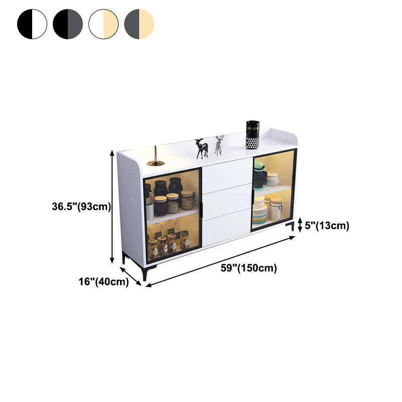 Credenza stile Glam Credenza derivati del legno con cassetti e contenitori Clearhalo