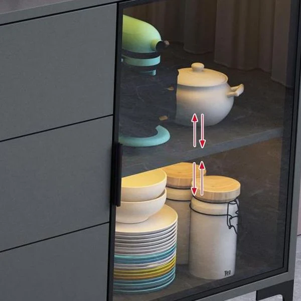 Credenza stile Glam Credenza derivati del legno con cassetti e contenitori Clearhalo