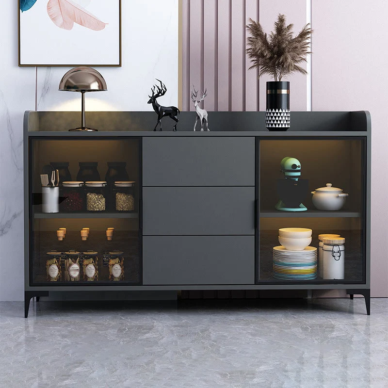 Credenza stile Glam Credenza derivati del legno con cassetti e contenitori Clearhalo