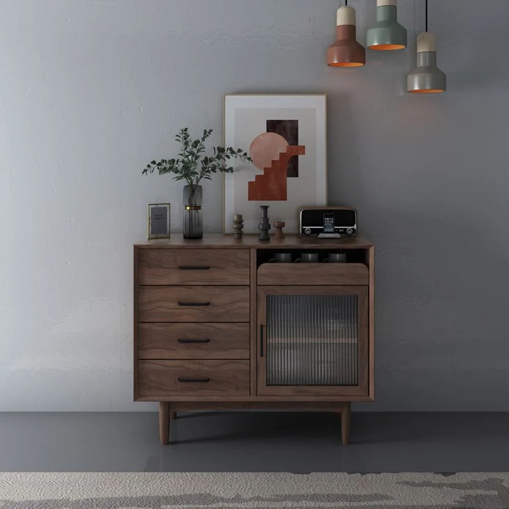 Credenza stile moderno Armadio legno da 32 pollici di altezza per soggiorno Clearhalo