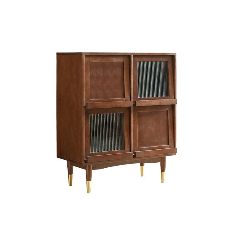 Credenza stile moderno legno massello con ante vetro e armadietti Clearhalo