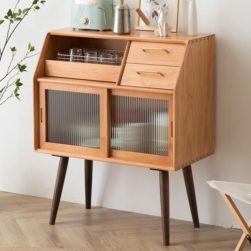 Credenza stile moderno legno massello con ante e cassetti vetro Clearhalo