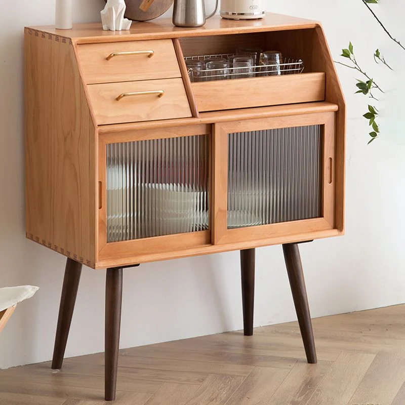Credenza stile moderno legno massello con ante e cassetti vetro Clearhalo
