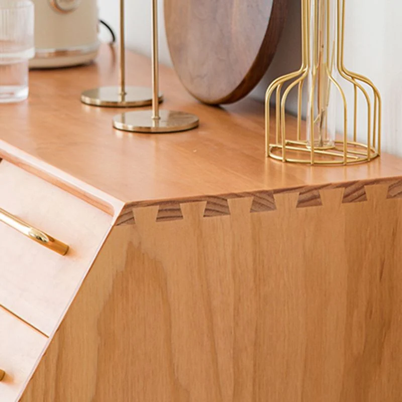 Credenza stile moderno legno massello con ante e cassetti vetro Clearhalo