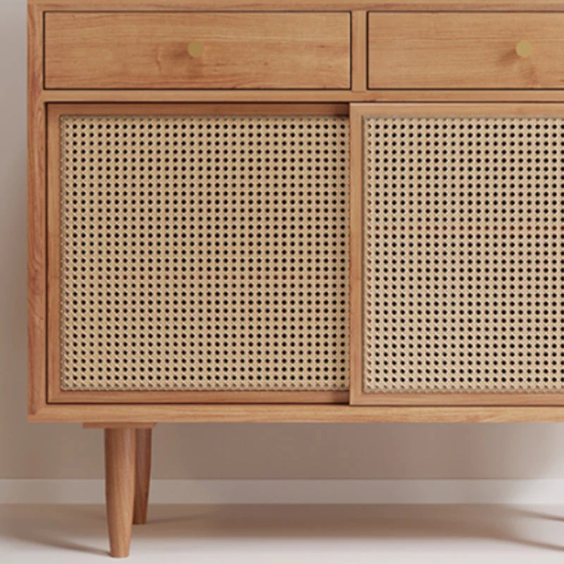 Credenza stile moderno legno massello di pino marrone con cassetto Clearhalo