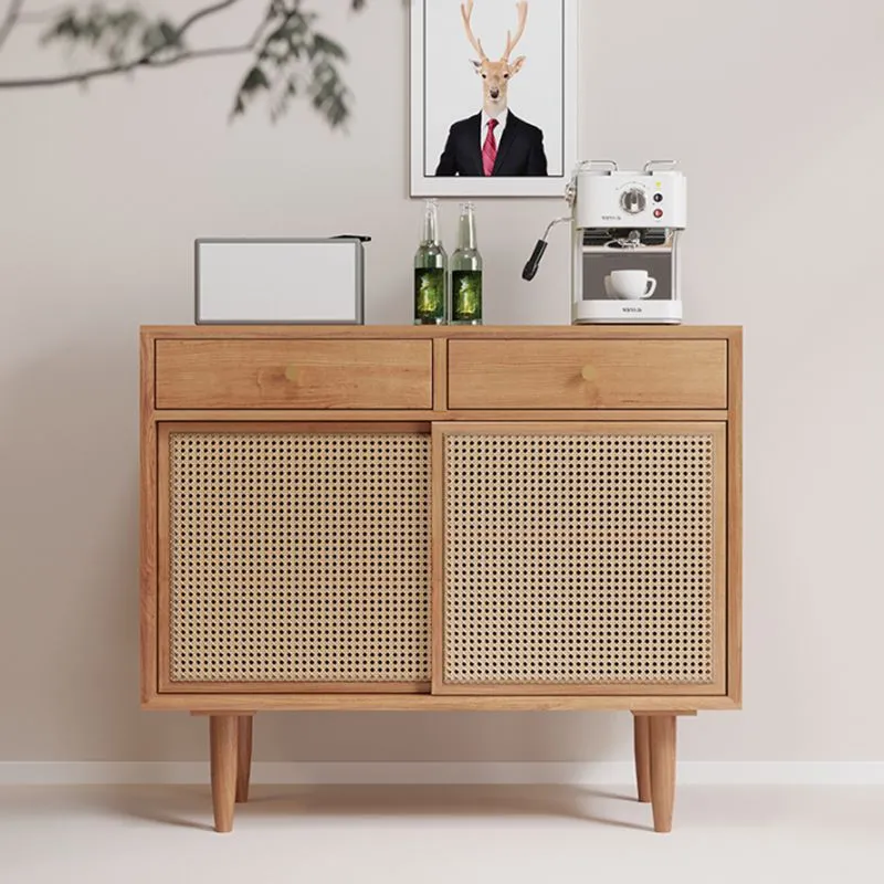Credenza stile moderno legno massello di pino marrone con cassetto Clearhalo