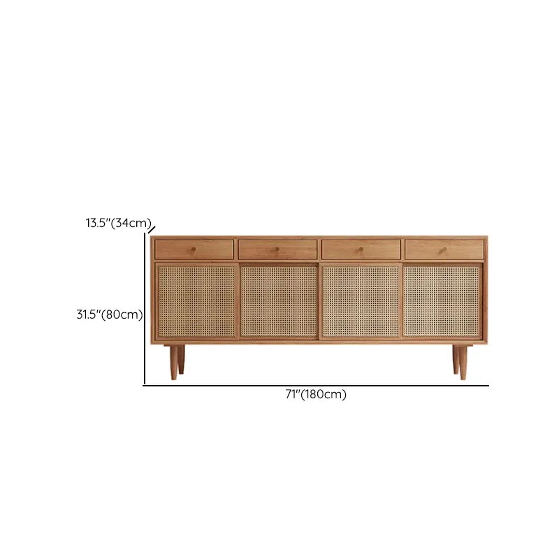 Credenza stile moderno legno massello di pino marrone con cassetto Clearhalo