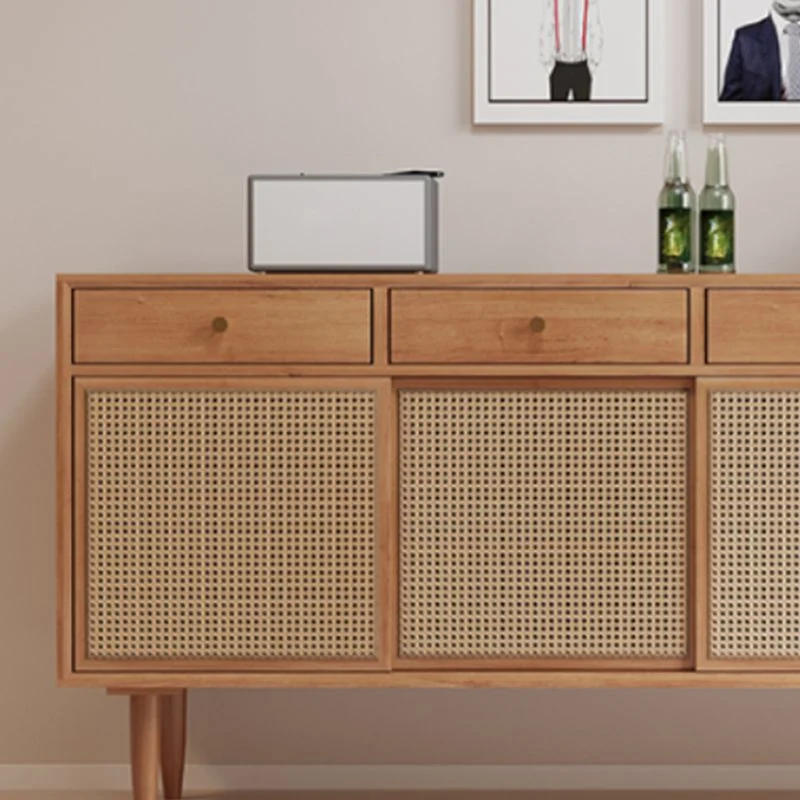 Credenza stile moderno legno massello di pino marrone con cassetto Clearhalo