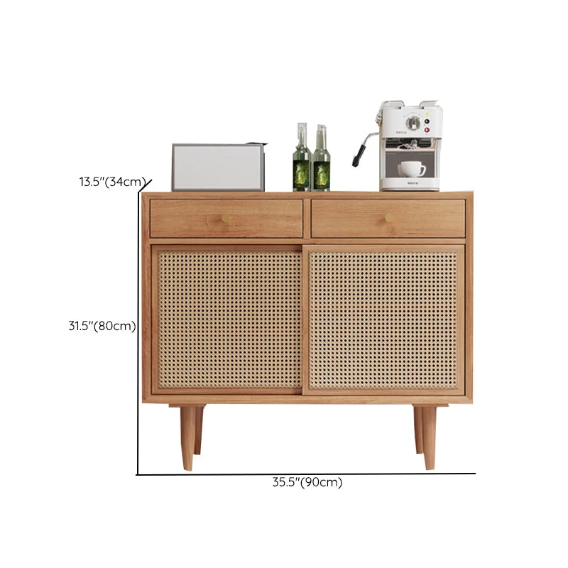 Credenza stile moderno legno massello di pino marrone con cassetto Clearhalo
