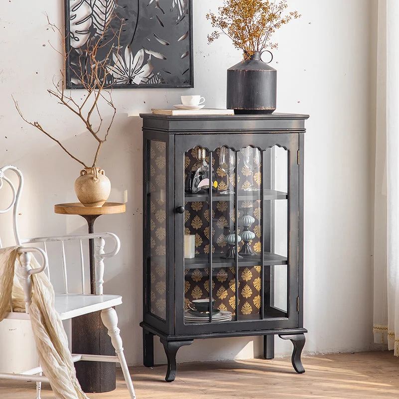 Credenza tradizionale legno massello con ante vetro e buffet con ante Clearhalo