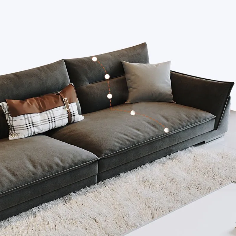 Cuscini standard per soggiorno fisso con bracciolo superiore, divano grigio scuro Clearhalo