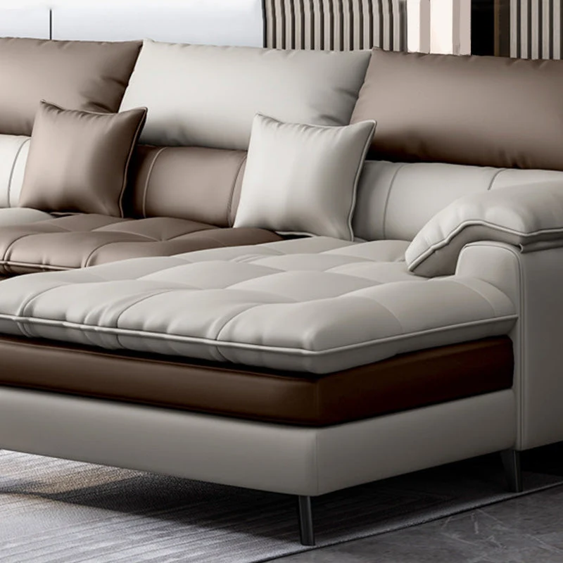 Cuscino componibile ecopelle con bracciolo superiore beige componibile per soggiorno Clearhalo