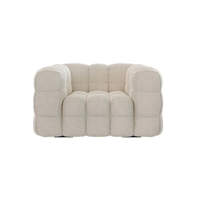 Cuscino per divano con schienale cucito, bracciolo da smoking contemporaneo, lana bianca - 39,37" D Clearhalo