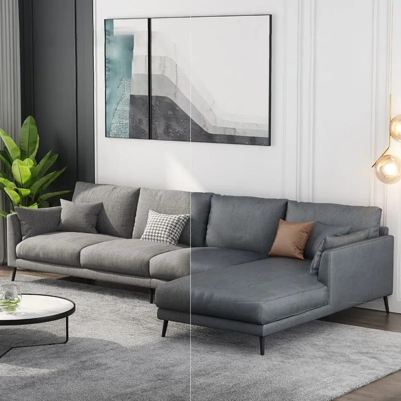 Divanetto due posti standard con braccioli quadrati, tessuto con schienale ampio e divano ecopelle grigio Clearhalo