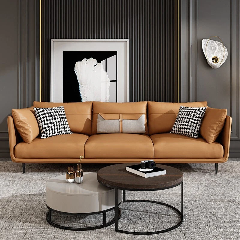 Divano arancione stile moderno con bracciolo posteriore e cuscino posteriore con imbottitura schiuma Clearhalo