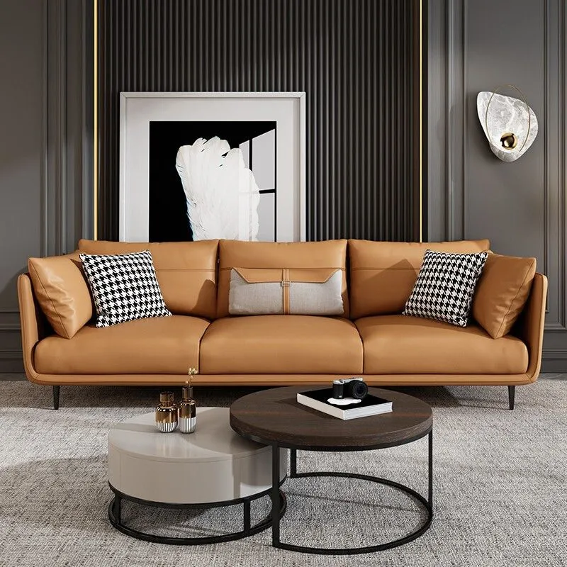 Divano arancione stile moderno con bracciolo posteriore e cuscino posteriore con imbottitura schiuma Clearhalo