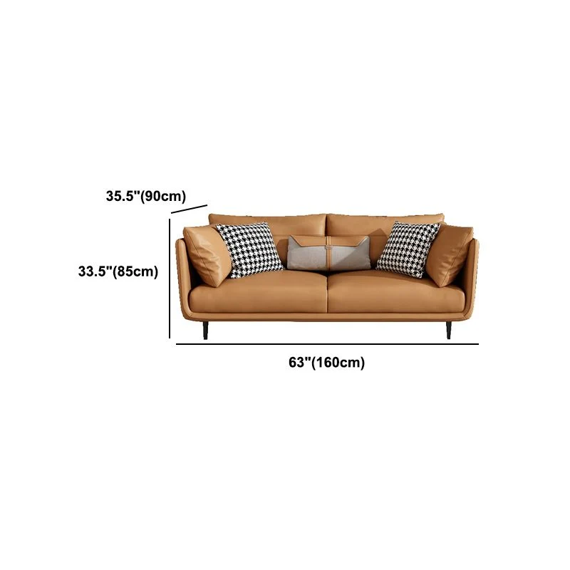Divano arancione stile moderno con bracciolo posteriore e cuscino posteriore con imbottitura schiuma Clearhalo