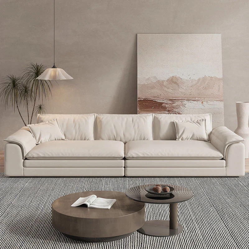 Divano beige componibile nordico con rivestimento lattice imbottito pelle/flanella Clearhalo