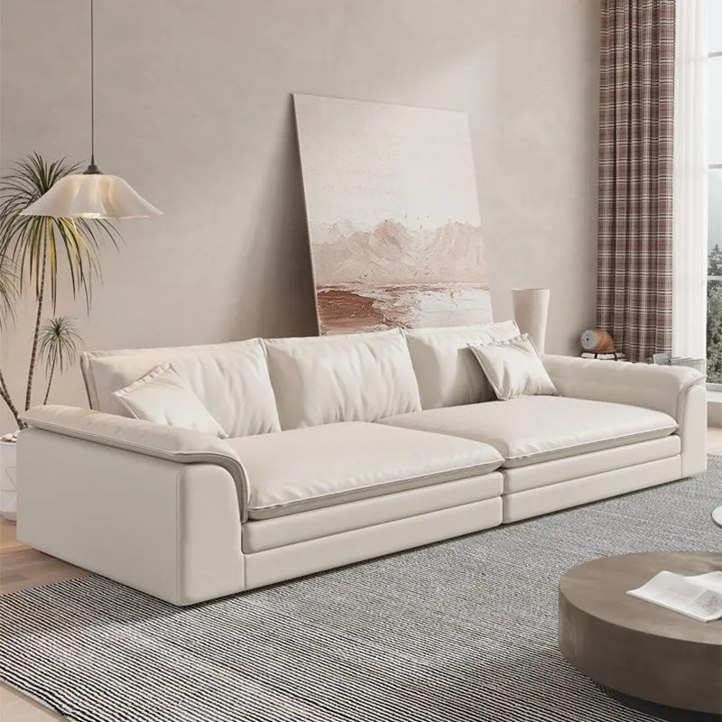 Divano beige componibile nordico con rivestimento lattice imbottito pelle/flanella Clearhalo
