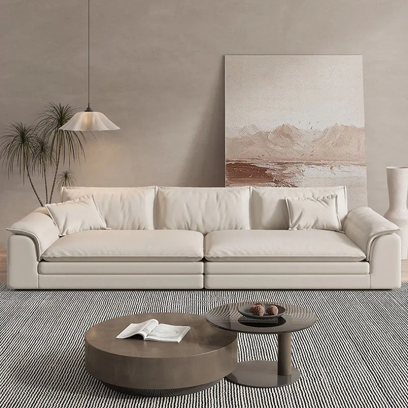 Divano beige componibile nordico con rivestimento lattice imbottito pelle/flanella Clearhalo