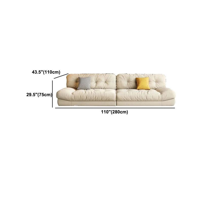 Divano beige 4 posti senza braccioli Divano moderno con schienale cucito Clearhalo
