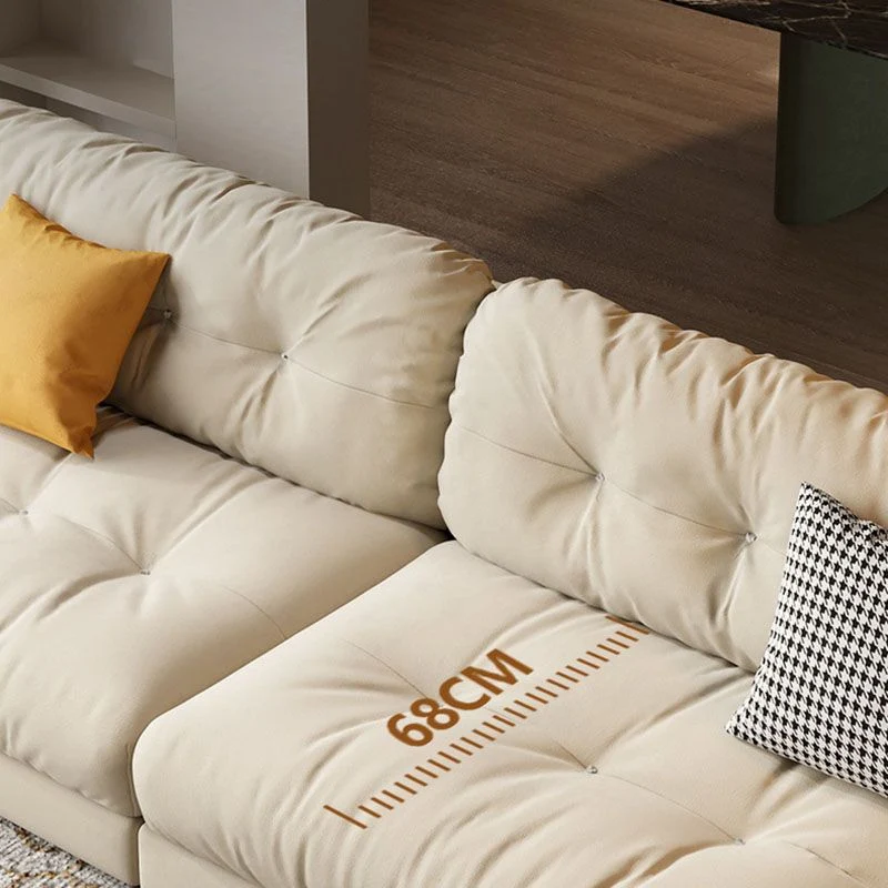 Divano beige 4 posti senza braccioli Divano moderno con schienale cucito Clearhalo
