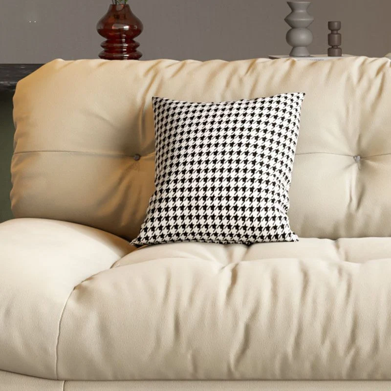 Divano beige 4 posti senza braccioli Divano moderno con schienale cucito Clearhalo