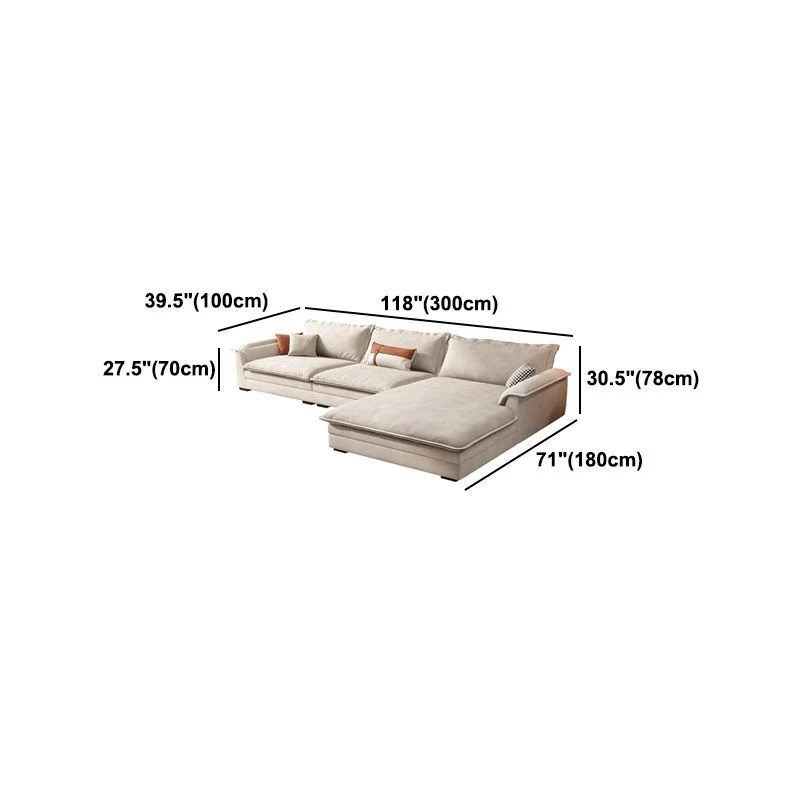 Divano bianco con schienale ampio e cuscini per chaise longue con bracciolo superiore - 30,7" di altezza Clearhalo