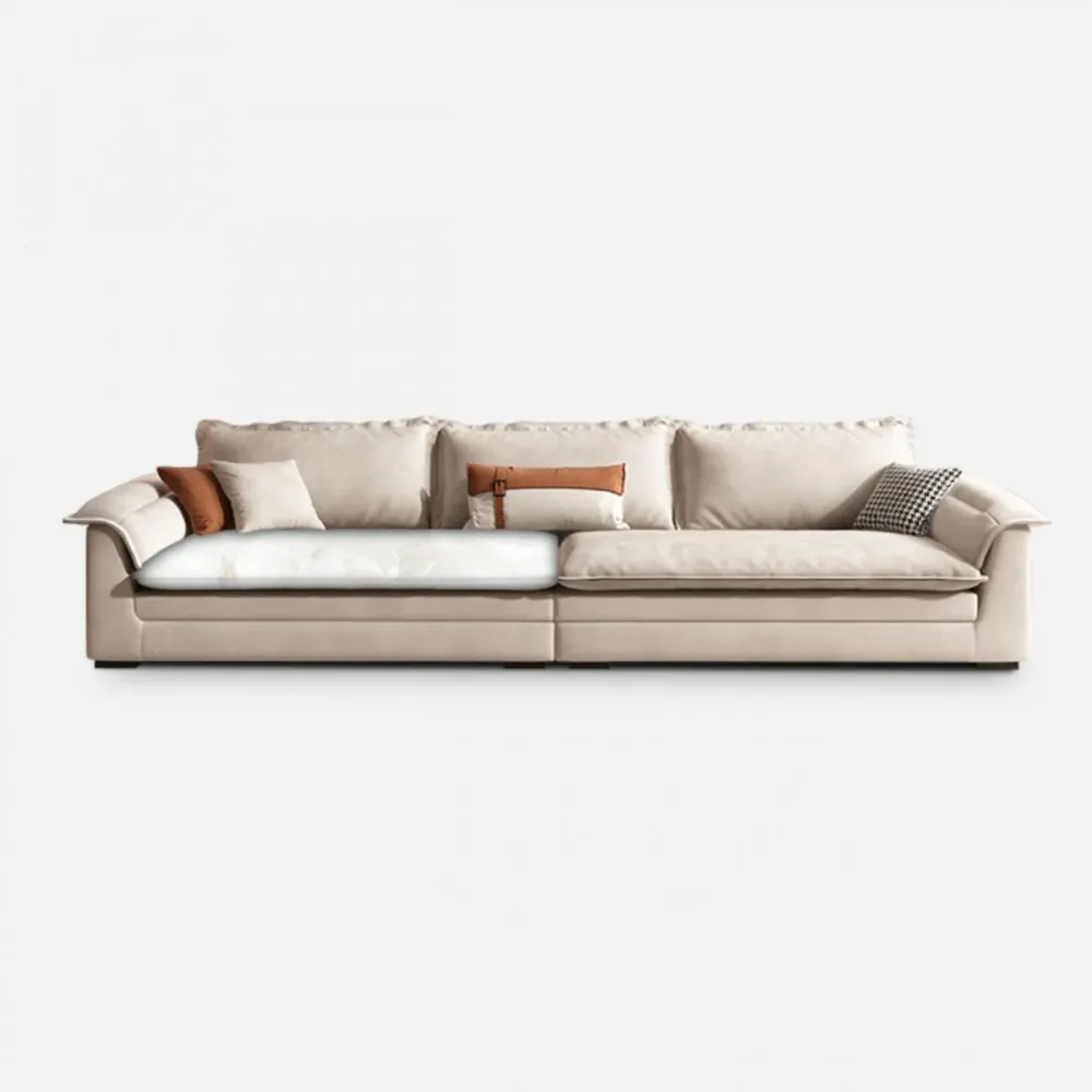 Divano bianco con schienale ampio e cuscini per chaise longue con bracciolo superiore - 30,7" di altezza Clearhalo
