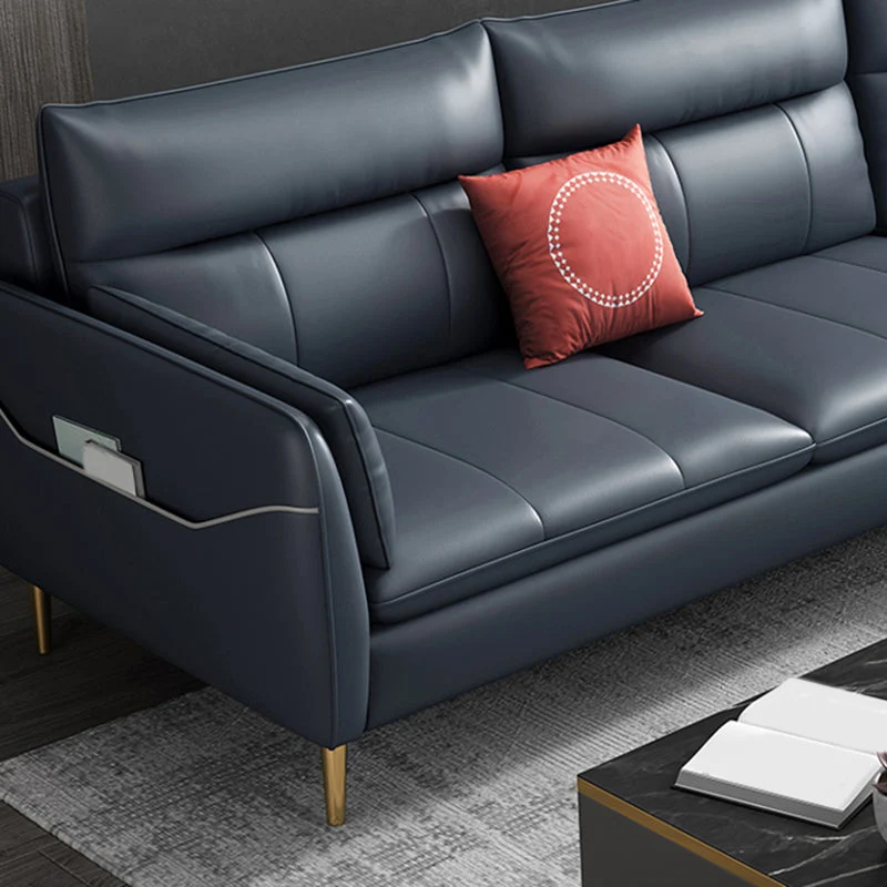 Divano blu glam antimacchia cucito con cuscino posteriore e bracciolo superiore Clearhalo