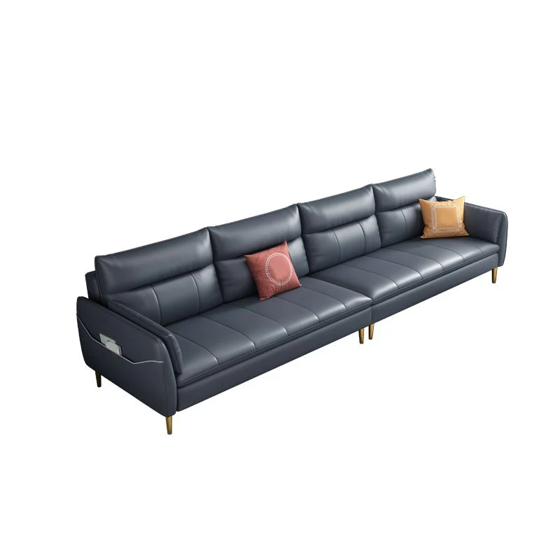 Divano blu glam antimacchia cucito con cuscino posteriore e bracciolo superiore Clearhalo