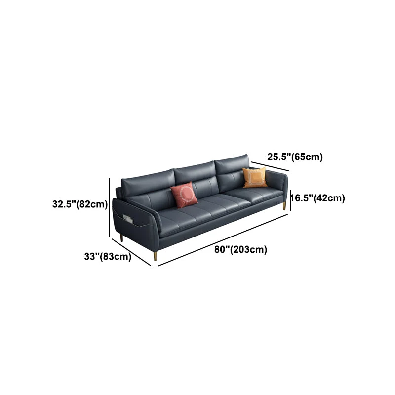 Divano blu glam antimacchia cucito con cuscino posteriore e bracciolo superiore Clearhalo