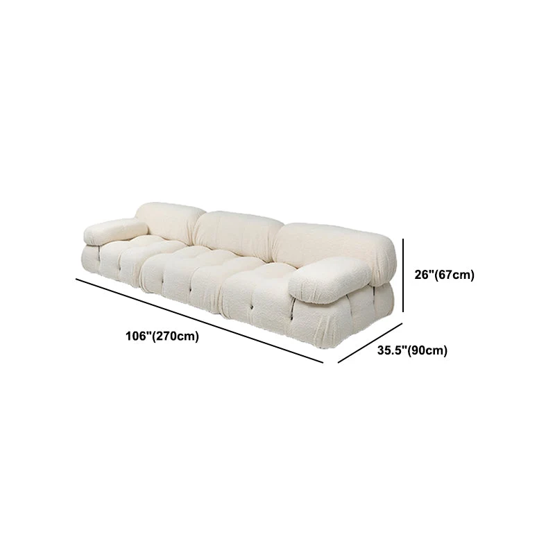 Divano capitonnè color crema 2-3 posti Divano moderno con braccioli con rivestimento pillow top Clearhalo