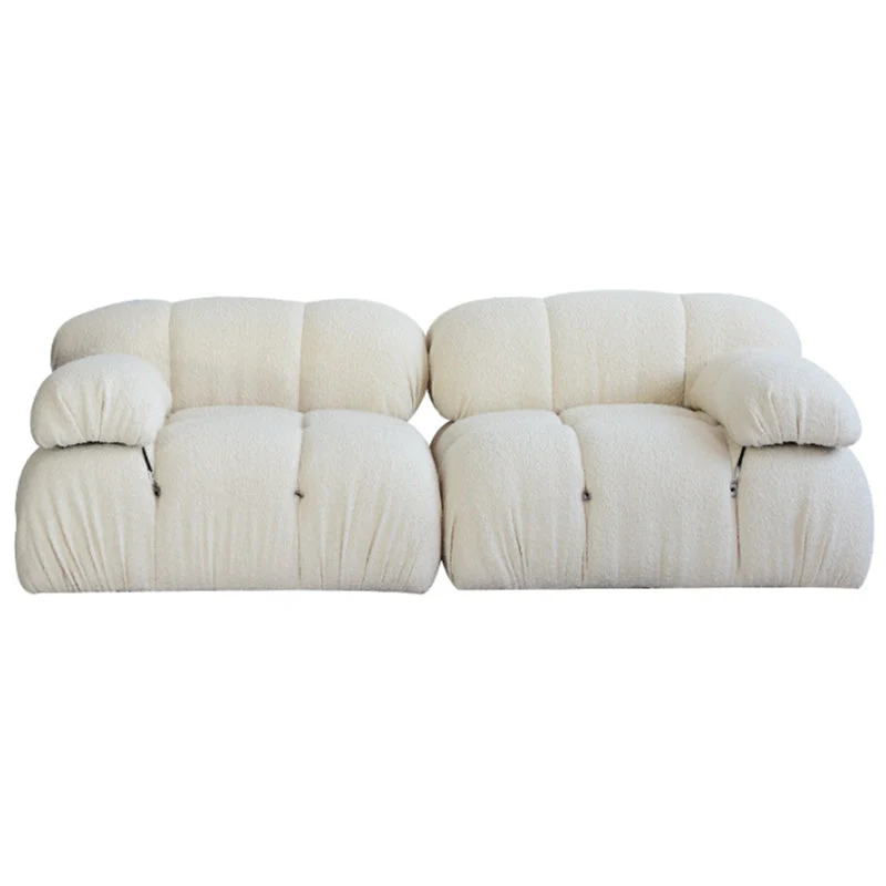 Divano capitonnè color crema 2-3 posti Divano moderno con braccioli con rivestimento pillow top Clearhalo