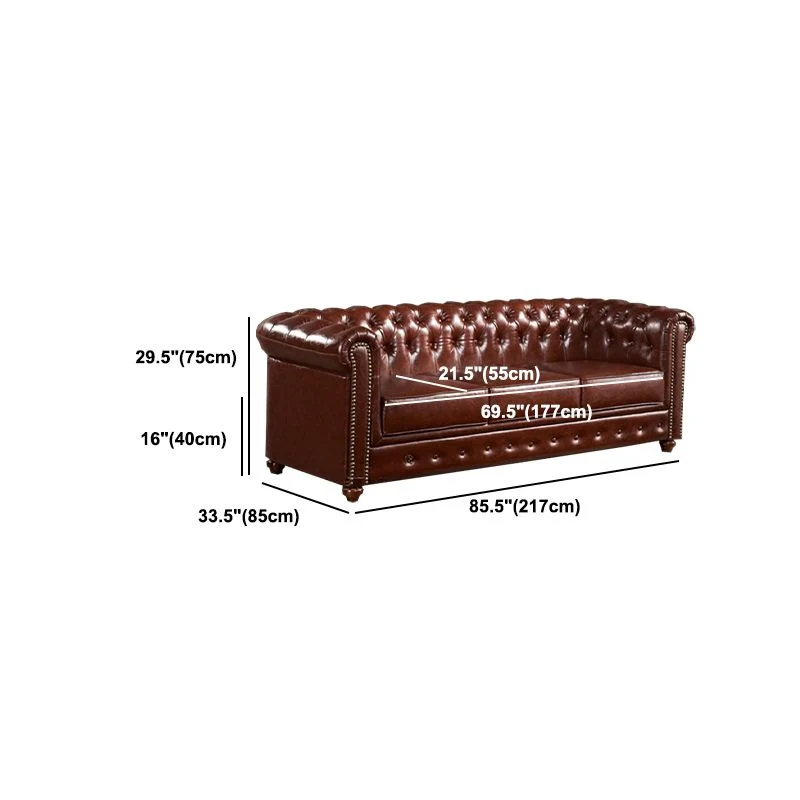 Divano capitonnè con schienale diviso 33,46" P x 29,52" H Divano con braccioli arrotolati per soggiorno Clearhalo