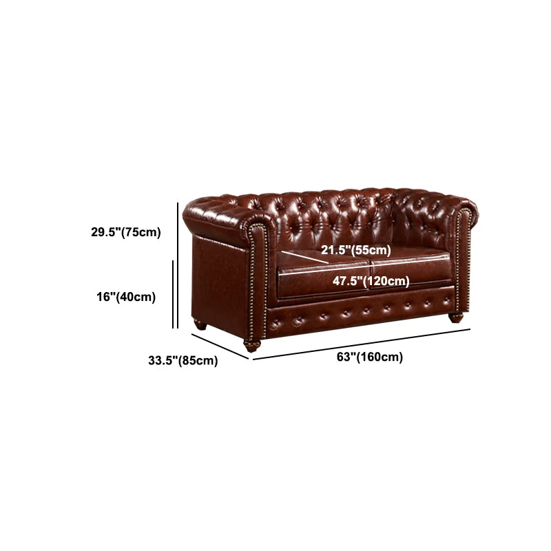 Divano capitonnè con schienale diviso 33,46" P x 29,52" H Divano con braccioli arrotolati per soggiorno Clearhalo