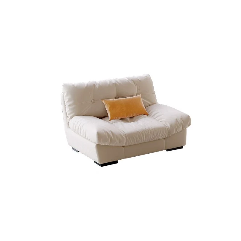 Divano capitonné moderno ecopelle/camoscio senza braccioli beige Clearhalo