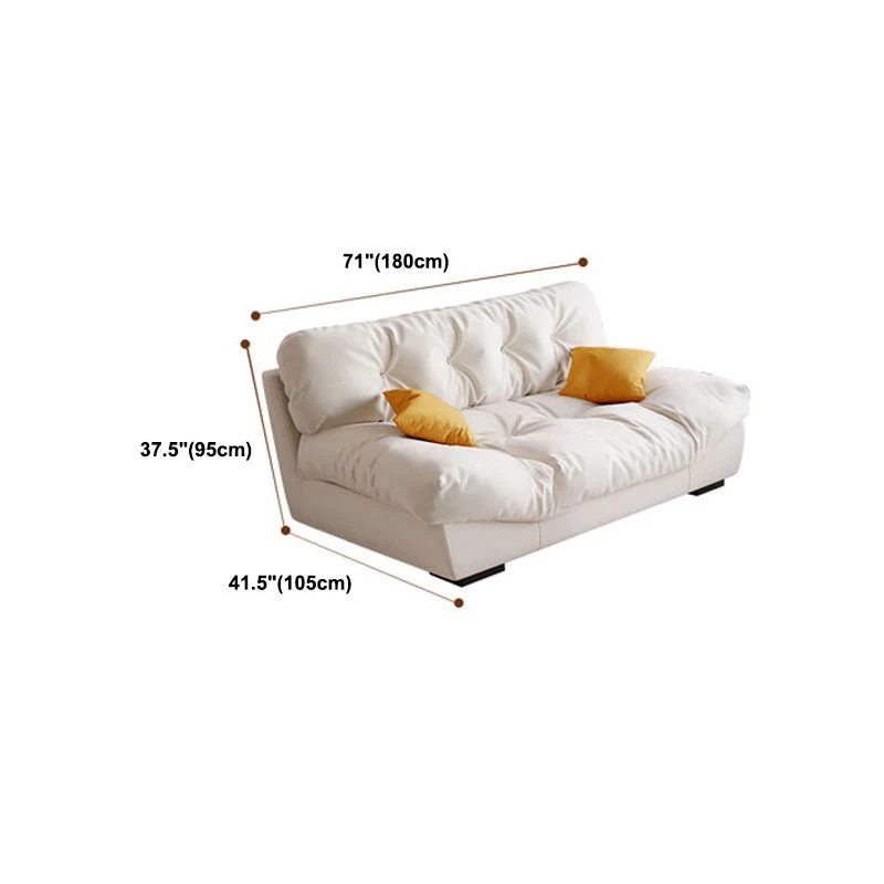 Divano capitonné moderno ecopelle/camoscio senza braccioli beige Clearhalo