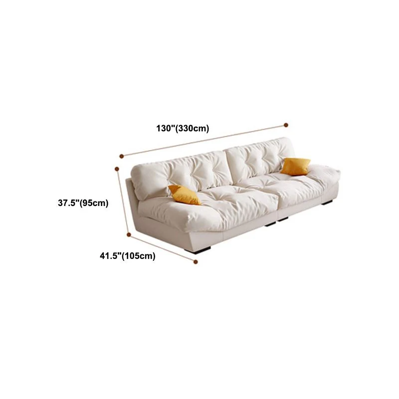 Divano capitonné moderno ecopelle/camoscio senza braccioli beige Clearhalo