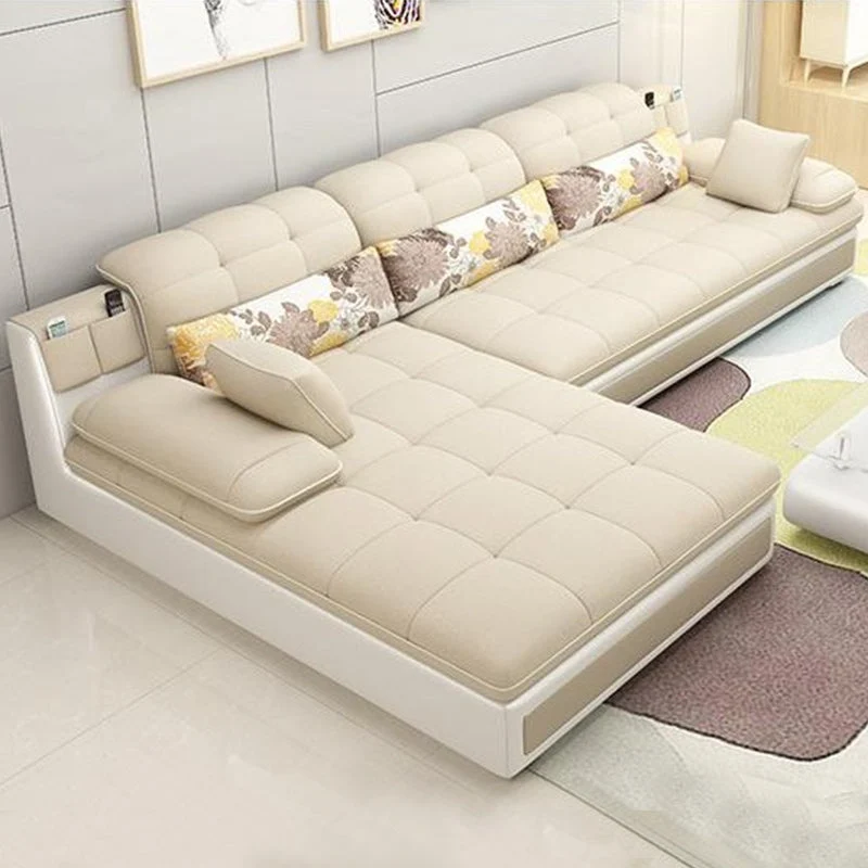 Divano capitonné nordico con bracciolo con cuscino con cinghia posteriore sezione kaki/verde/grigio Clearhalo
